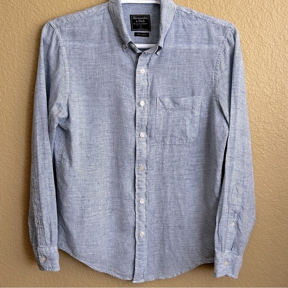 Abercrombie & Fitch Linen Long Sleeve Button Down Shirt - Picture 1 of 7